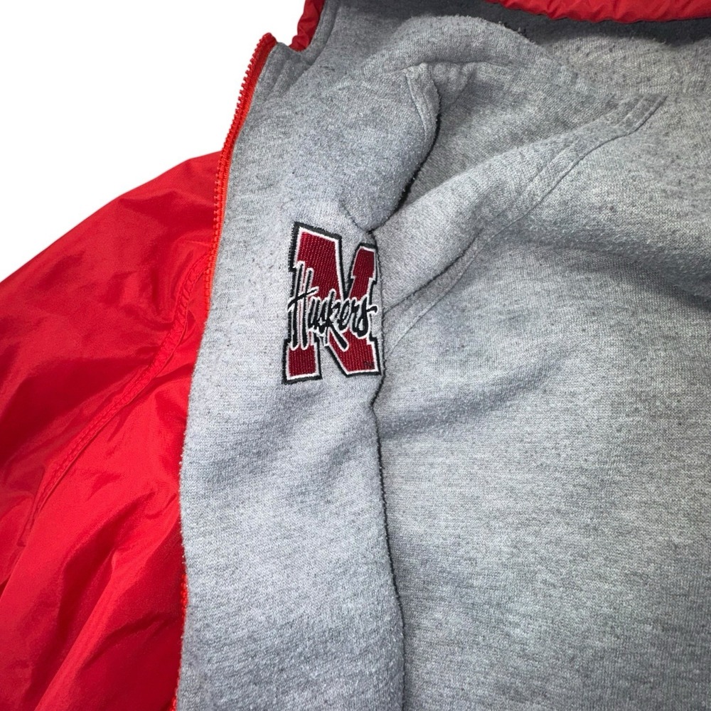 Vintage Y2K Adidas x Nebraska Corn Huskers Hooded Reversible Jacket No Size Tag - Picture 5 of 8